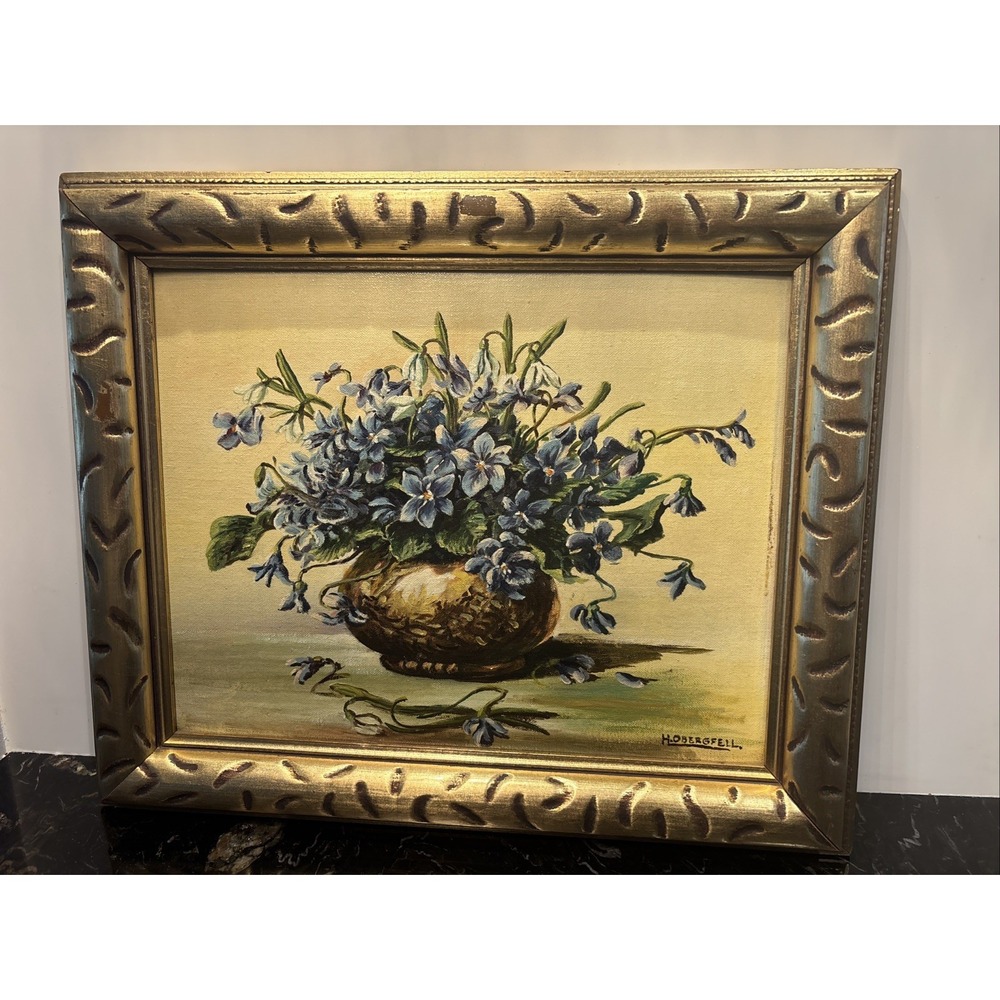 Framed Still Life Flowers Painting On Board - Signed. 14X17